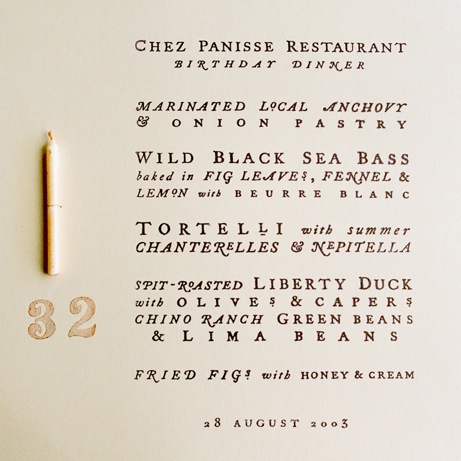 chezbirthday cynthia warren chez panisse birthday party menu | simple pretty