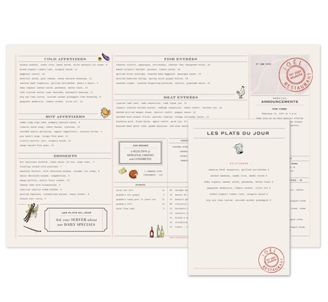 alvin diec menu design for joël | simple pretty