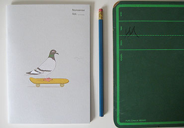 seltzer pigeon on a skateboard notecard | simple pretty