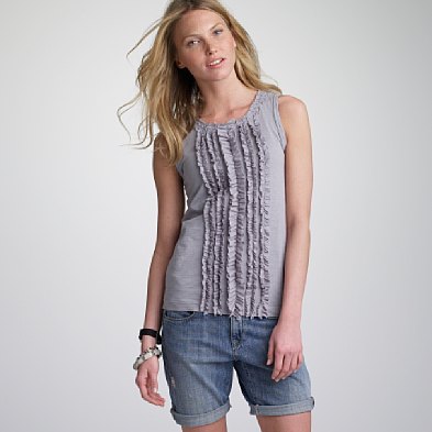 j.crew slub cotton shirred ruffles tank | simple pretty
