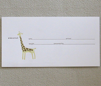 sh2005a egg press giraffe birth announcement | simple pretty