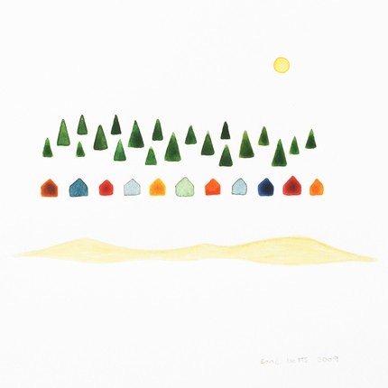 beach huts watercolor by artist anna betts | simple pretty