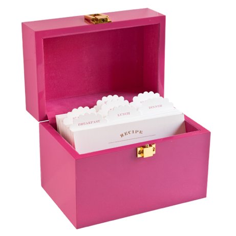 sugar paper scallop-tabbed pink recipe box | simple pretty