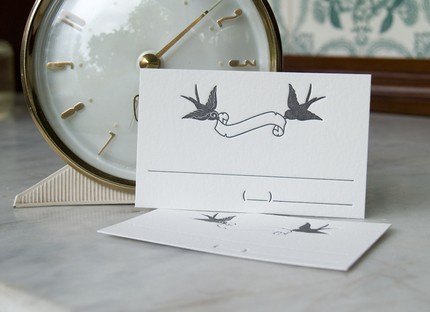 blue birds calling cards from vince letterpress | simple pretty