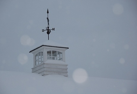 pergolasnow cupola and weather vane in snow | simple pretty