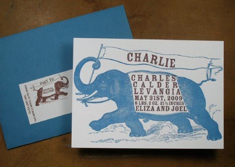 paper monkey press elephant baby announcement | simple pretty