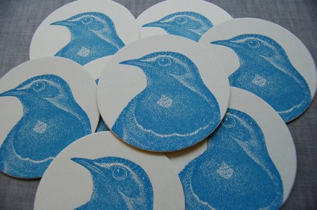 sesamebirds sesame letterpress bird coasters | simple pretty