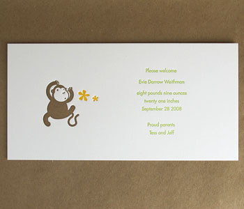 egg press monkey baby announcement | simple pretty