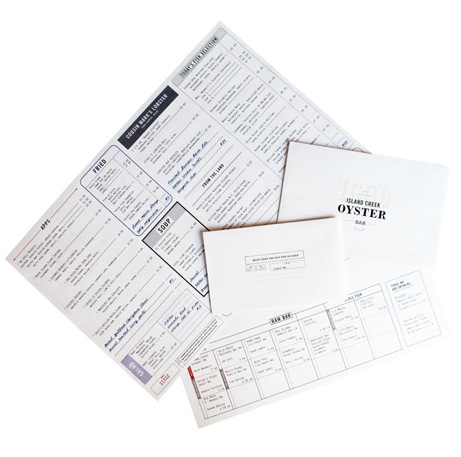 icob_menus oat creative for island creek oyster bar | simple pretty