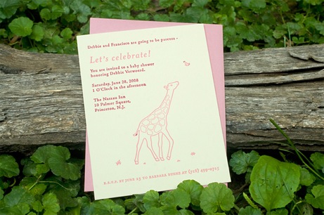 doublebravogiraffe double bravo giraffe baby shower invitation | simple pretty
