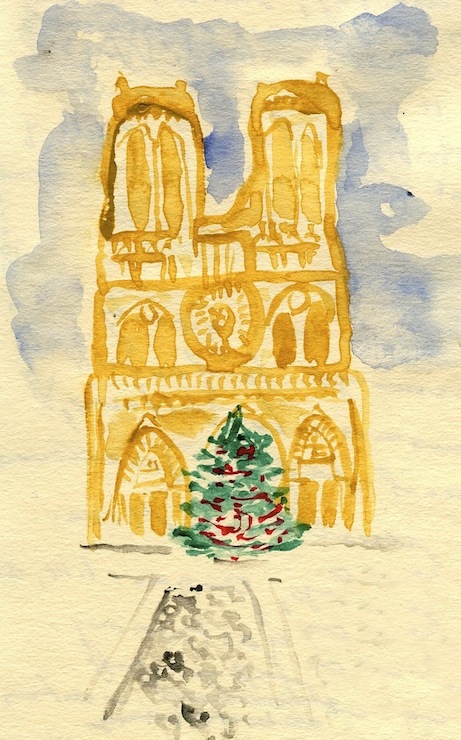 'notre dame with christmas tree' by david coggins for paris in winter (powerhouse books) | simple pretty